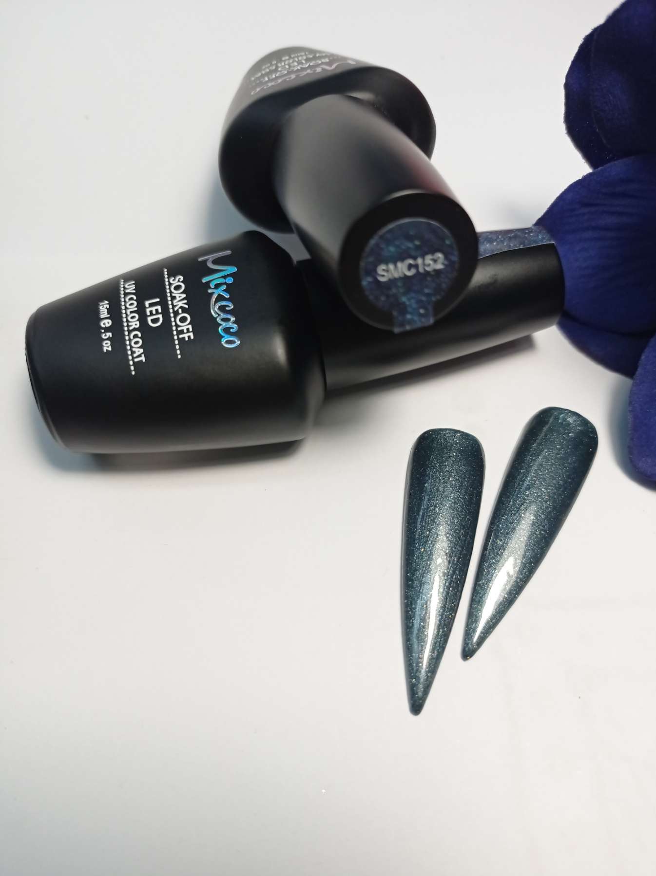 SMC 152 Ημιμόνιμο Βερνίκι Mixcoco 15ml (Πετρόλ-Σκούρο Glitter)