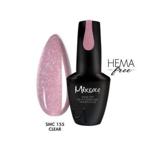 SMC 155 Ημιμόνιμο Βερνίκι Mixcoco 15ml (Clear-Nude Glitter)
