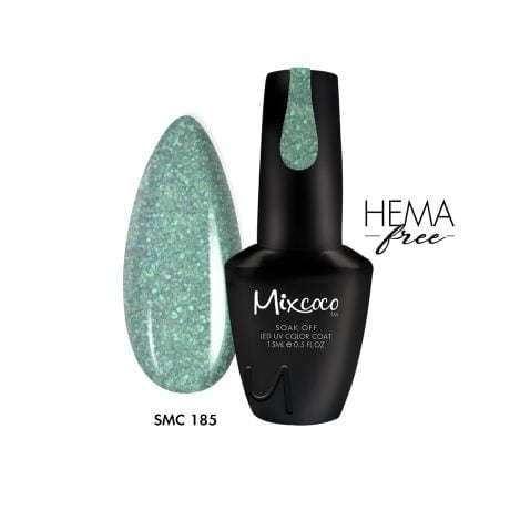 SMC 185 Ημιμόνιμο Βερνίκι Mixcoco 15ml (Γαλαζοπράσινο Glitter)