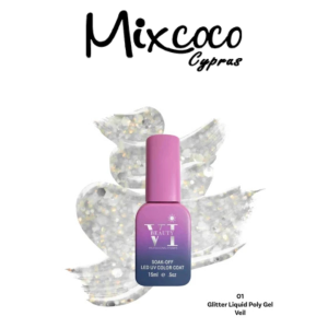 GLITTER LIQUID POLY GEL 01 VEIL 15ML