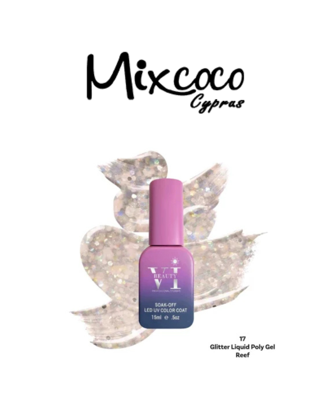 GLITTER LIQUID POLY GEL 17 REEF 15ML